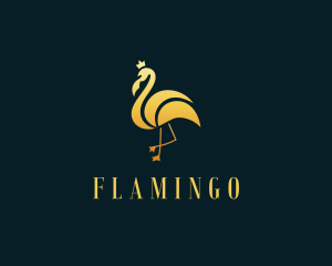 Crown Flamingo Bird logo design
