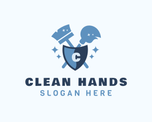 Sanitizers - Broom Mop Shield Housekeeping logo design