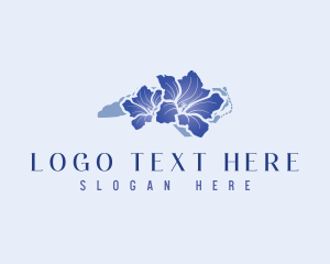 Map - North Carolina Gentian Flower logo design