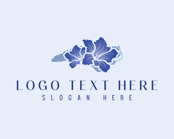 Map - North Carolina Gentian Flower logo design