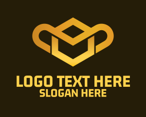 Playstation - Gold Geometric Hexagon Monkey logo design