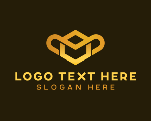 Golden - Gold Geometric Hexagon Monkey logo design