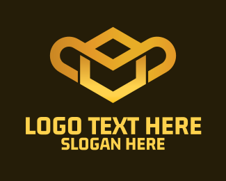 Gold Geometric Hexagon Monkey Logo