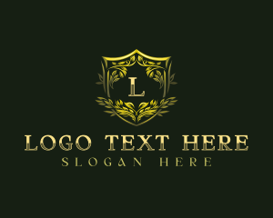 Vintage - Luxury Floral Shield logo design