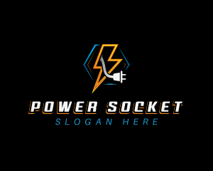 Socket - Lightning Plug Electrician logo design