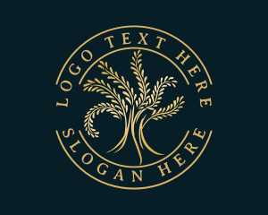 Herbal - Deluxe Natural Gold Tree logo design