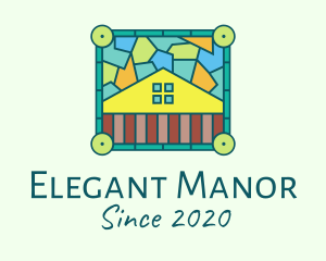 Manor - Stained Glass Rural House logo design