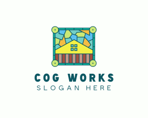 Stained Glass Rural House logo design