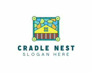 Stained Glass Rural House logo design