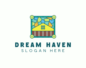 Stained Glass Rural House logo design