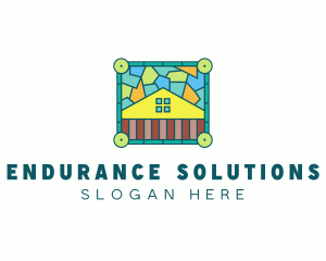 Stained Glass Rural House logo design