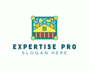 Stained Glass Rural House logo design