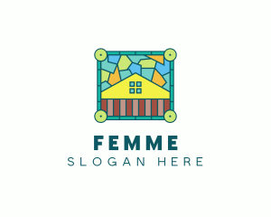 Stained Glass Rural House logo design