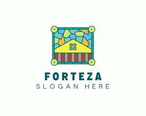 Stained Glass Rural House logo design