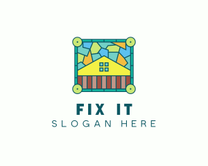 Stained Glass Rural House logo design