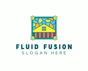 Stained Glass Rural House logo design