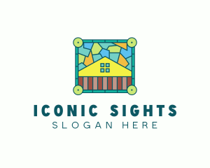 Stained Glass Rural House logo design