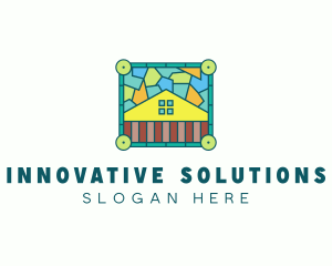 Stained Glass Rural House logo design