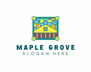 Stained Glass Rural House logo design