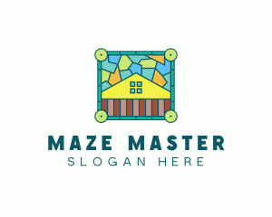 Stained Glass Rural House logo design