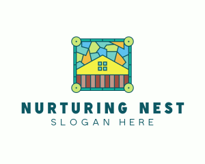 Stained Glass Rural House logo design