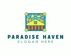 Stained Glass Rural House logo design