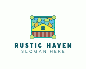 Stained Glass Rural House logo design