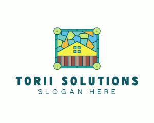 Stained Glass Rural House logo design