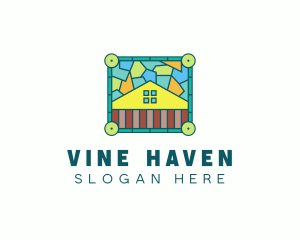 Stained Glass Rural House logo design