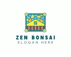 Stained Glass Rural House logo design