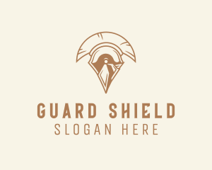 Defend - Spartan Helmet Armor logo design