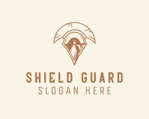 Defend - Spartan Helmet Armor logo design