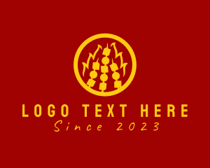 Food Stall - Flaming Barbecue Grill logo design