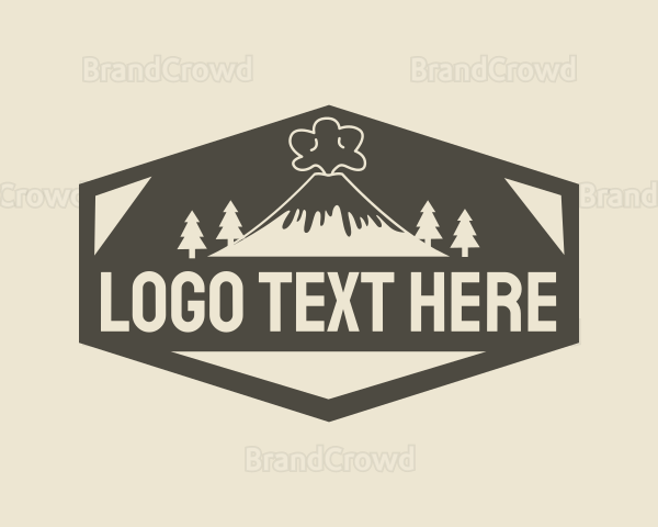 Hexagon Retro Volcano Logo