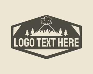 Pine Tree - Hexagon Retro Volcano logo design