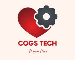 Gradient Cog Heart logo design