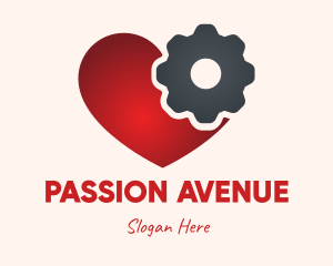 Passion - Gradient Cog Heart logo design