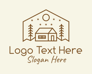 Pine Tree - Hipster Outdoor House logo design