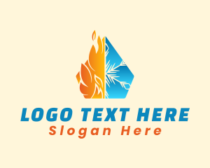 Heating - Pentagon Fire Snowflake logo design