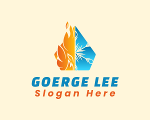 Thermal - Pentagon Fire Snowflake logo design
