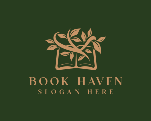 Library - Library Book Leaf logo design