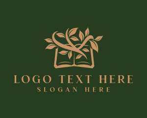 Writer - Library Book Leaf logo design