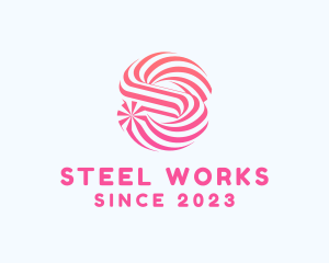 Striped Candy Letter S logo design