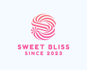 Striped Candy Letter S logo design