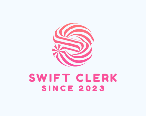 Striped Candy Letter S logo design