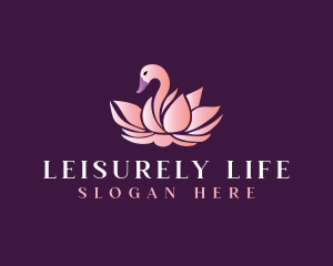 Swan Lotus Flower logo design