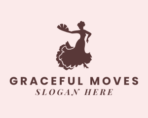 Woman Fan Dancer logo design