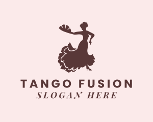 Tango - Woman Fan Dancer logo design