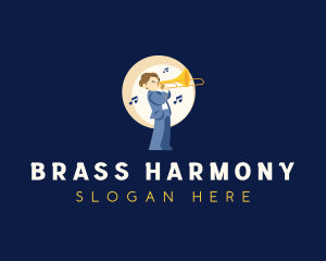 Trombone - Musician Trombone Instrument logo design