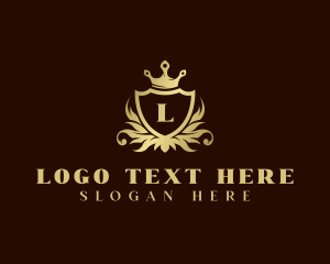 Golden - Shield Crown Ornament logo design